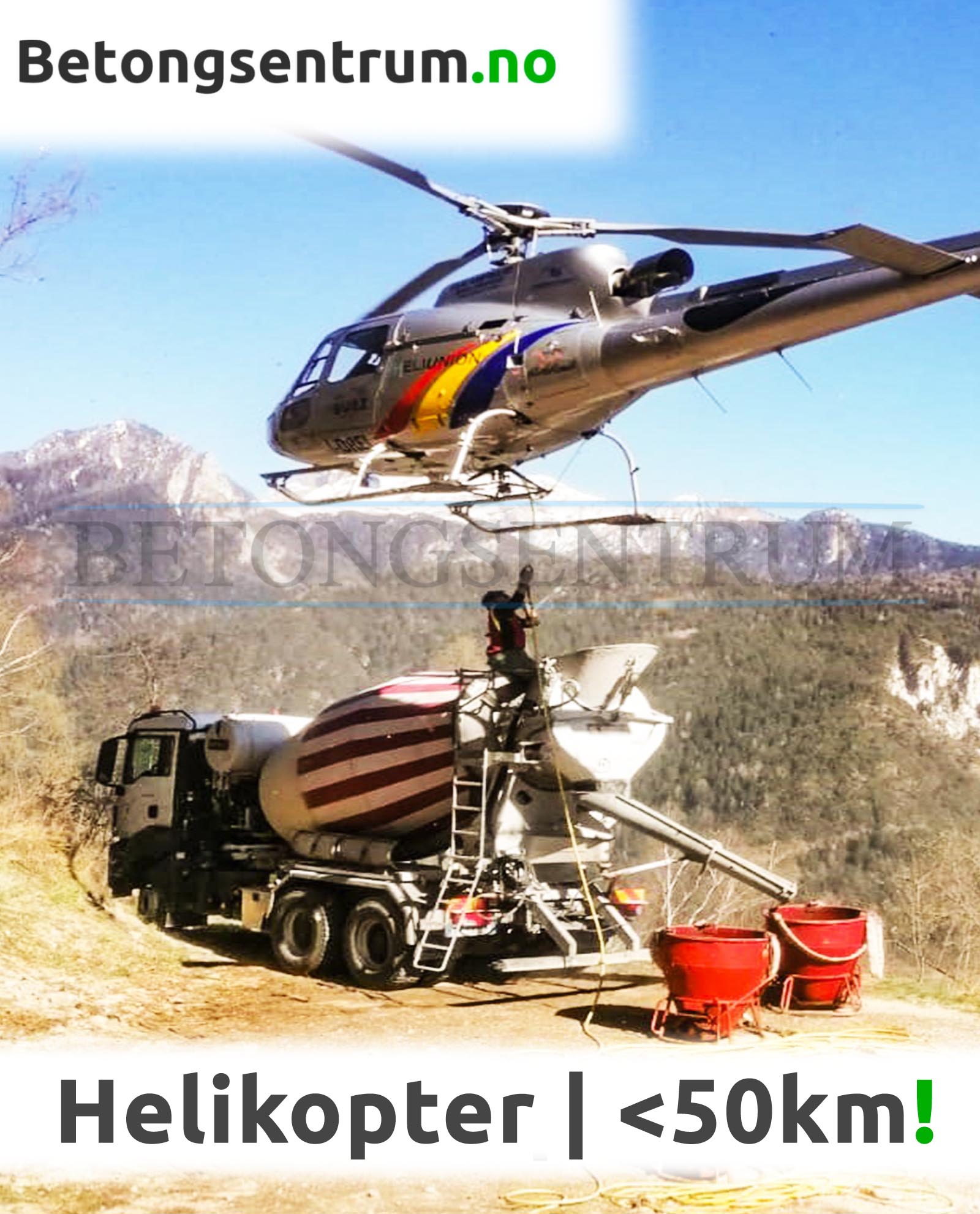 Betong med helikopter