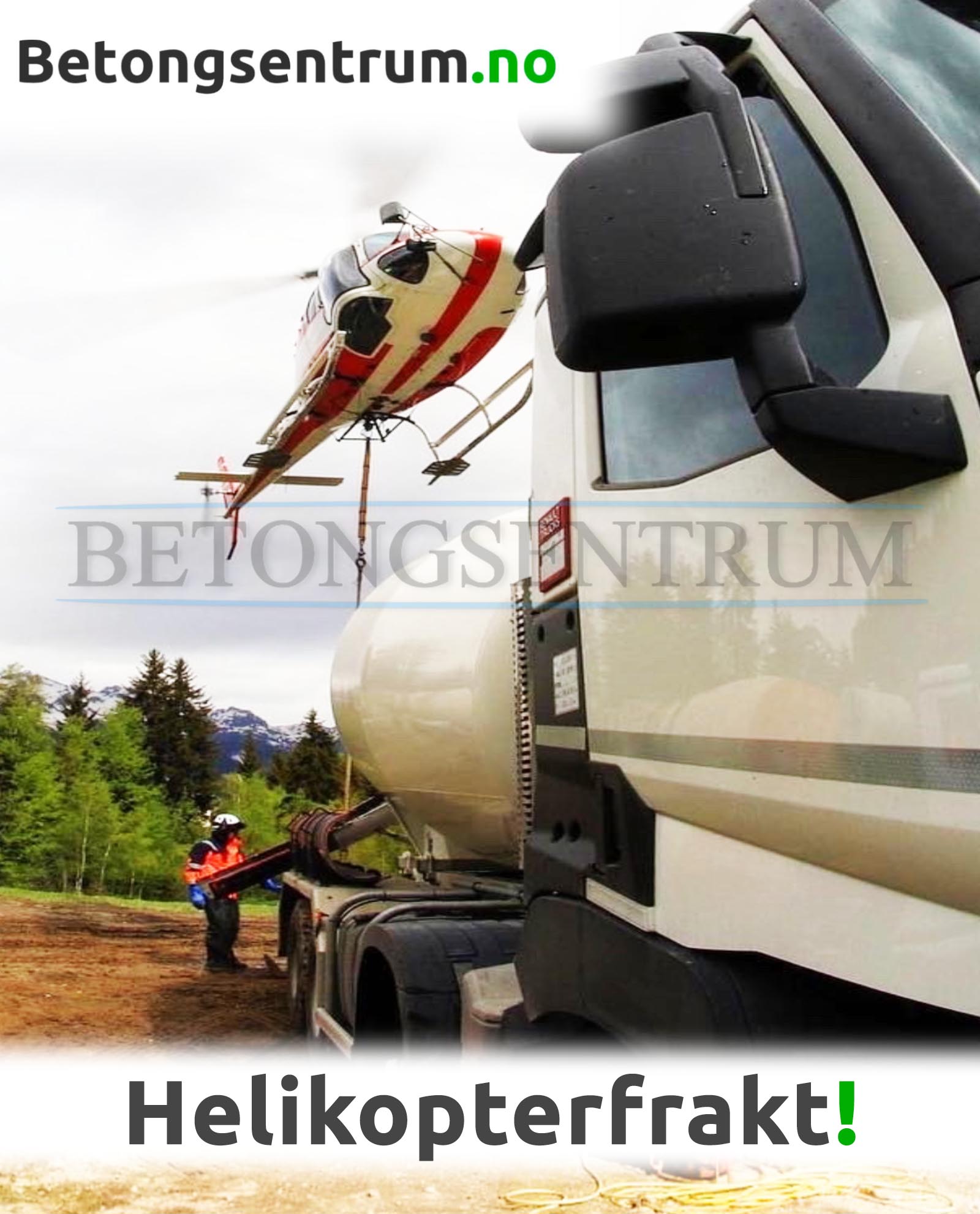 Betong med helikopter