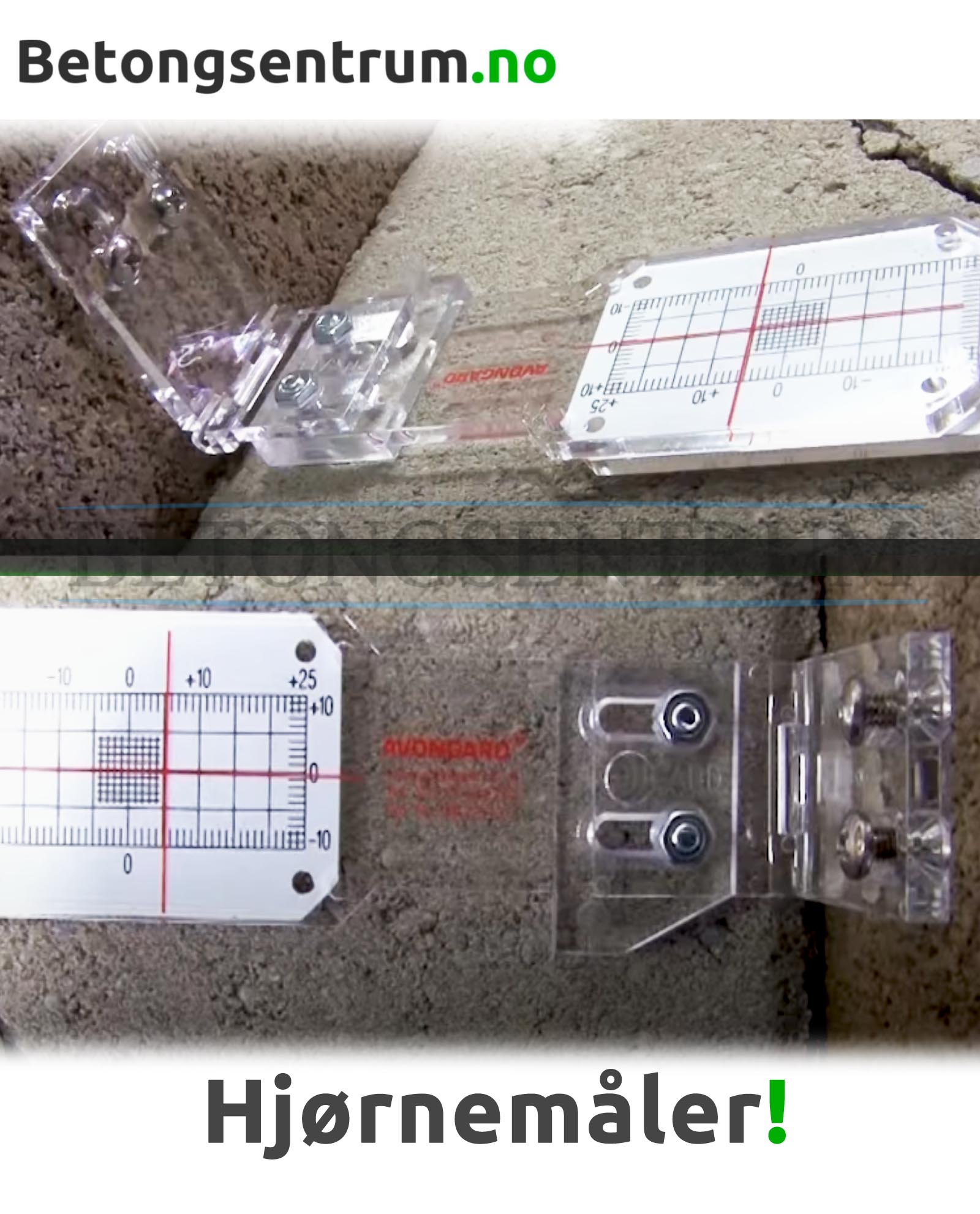 Hjørnemåler for rissutvikling