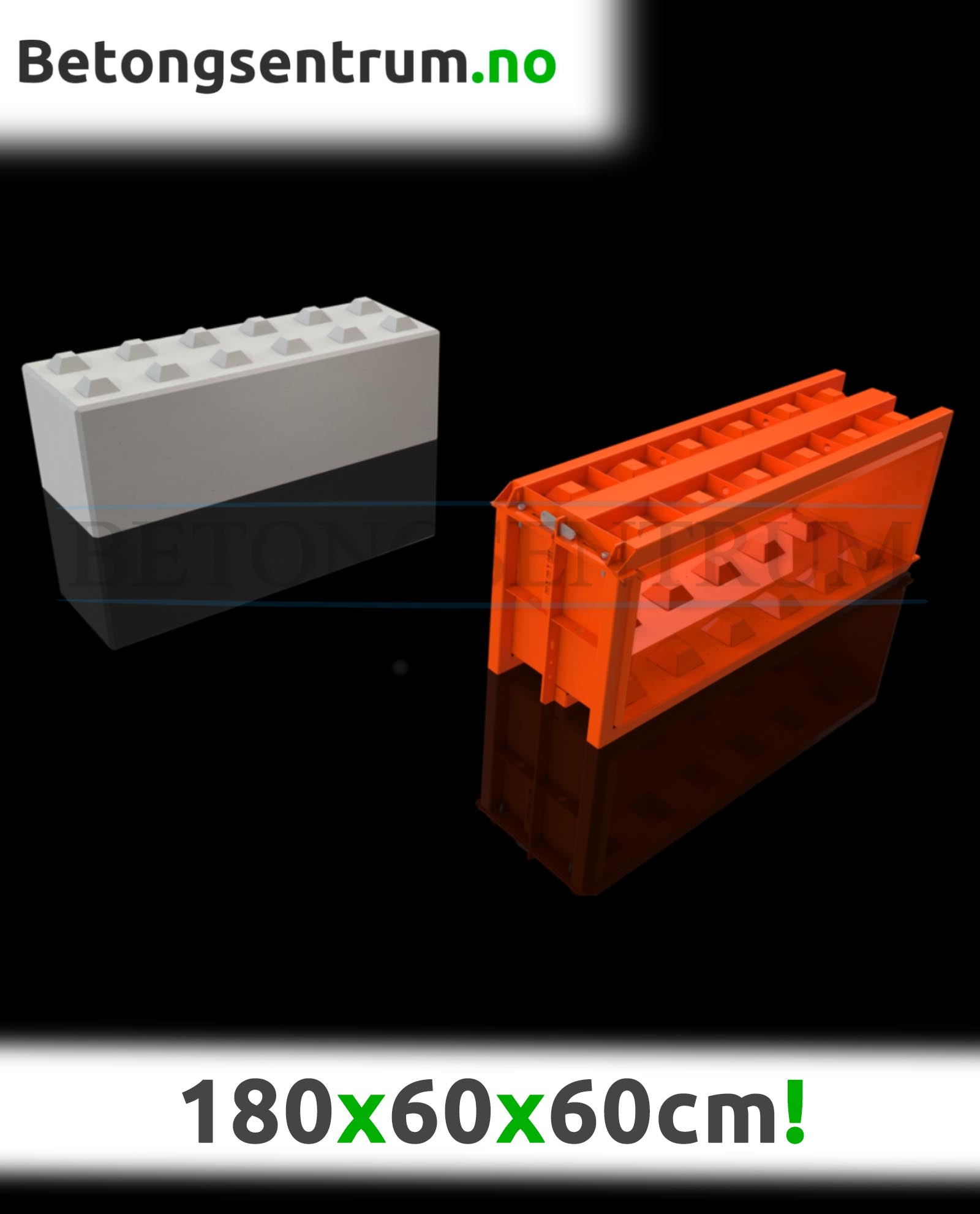 Støpeform 180x60x60cm